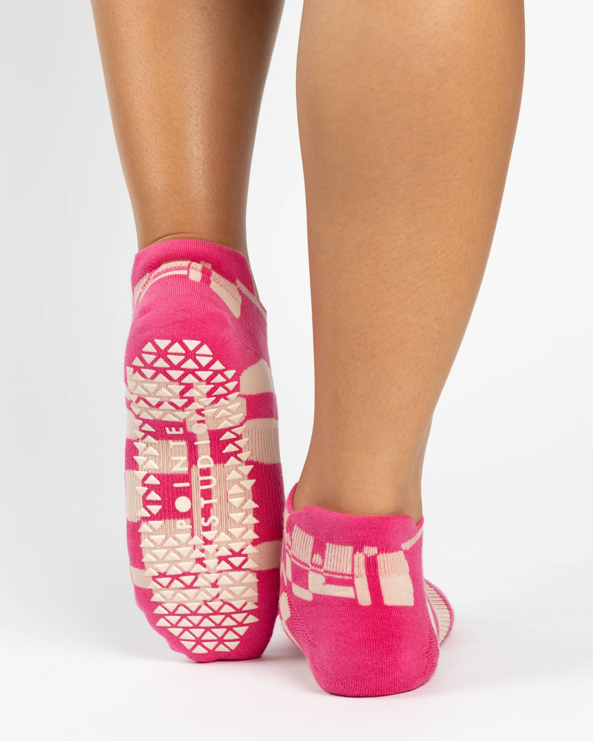 Pointe Studio Retro Geo Full Foot Grip Sock in hot pink — official product image 2