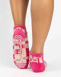 Pointe Studio Retro Geo Full Foot Grip Sock in hot pink — official product image 2