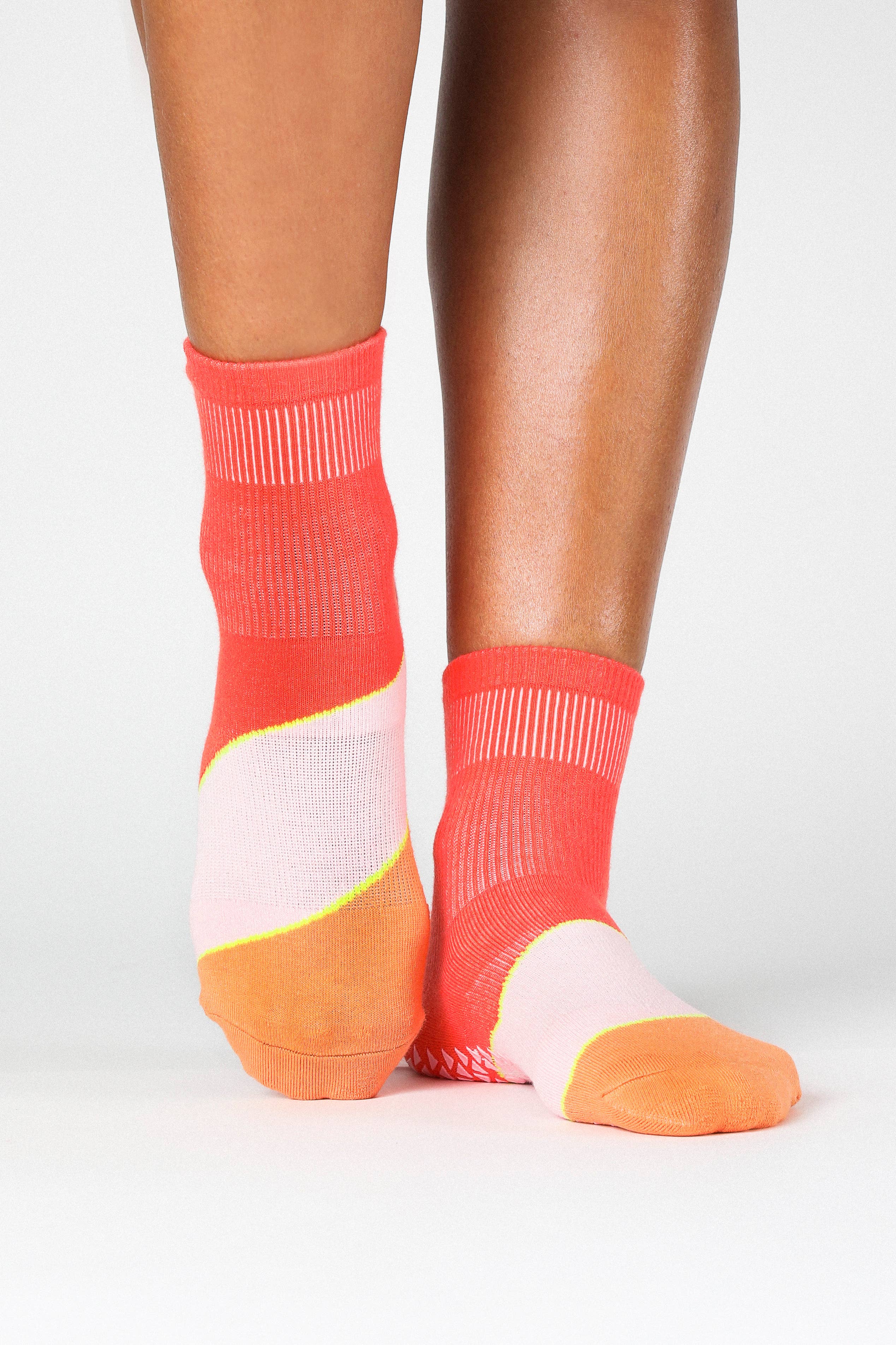 Chev Stripe Ankle Grip Sock | Rose