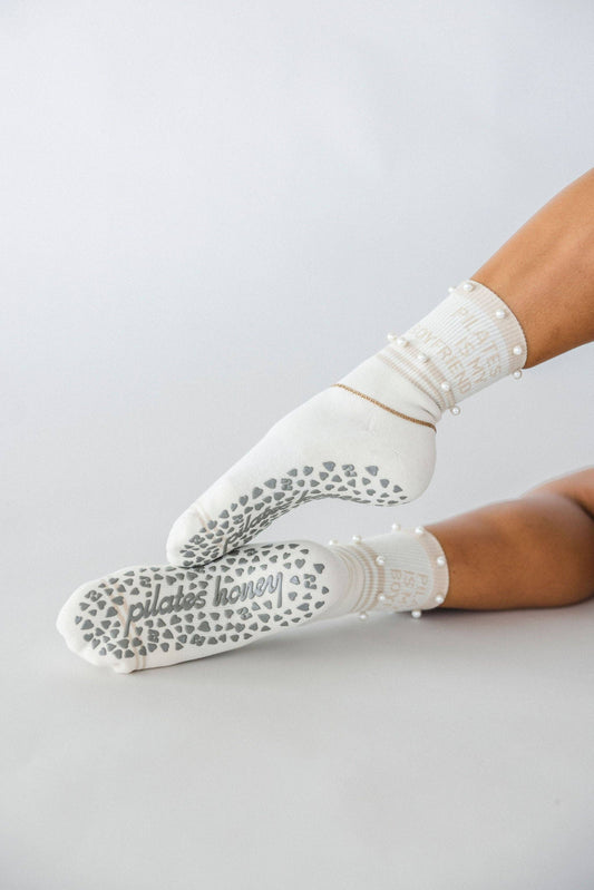 Stripe Pilates Boyfriend Core Crew Grip Sock