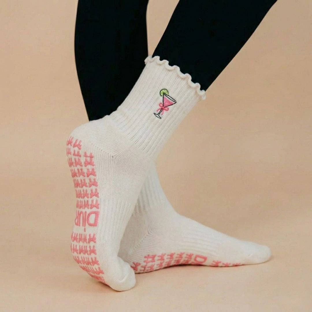 🍸 Pink Cosmopolitan Grip Sock