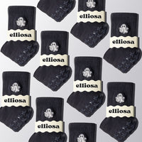 Elliosa Ghost Mode grip socks — embroidered sock detail