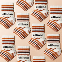 Elliosa Autumn Stripe Grip Socks in Golden Hour - stripe pattern detail