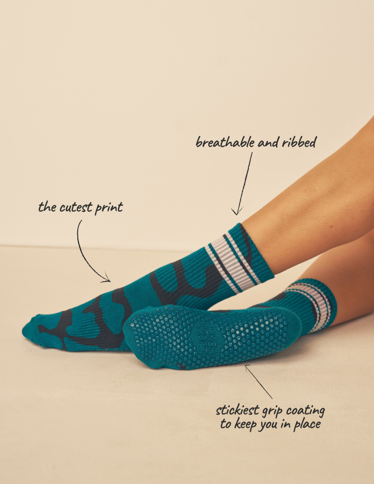 Lucky Honey Wild Side Crew grip socks — animal-print product photo 5