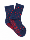 TCC Navy and Red Polka Dot Pilates grip sock
