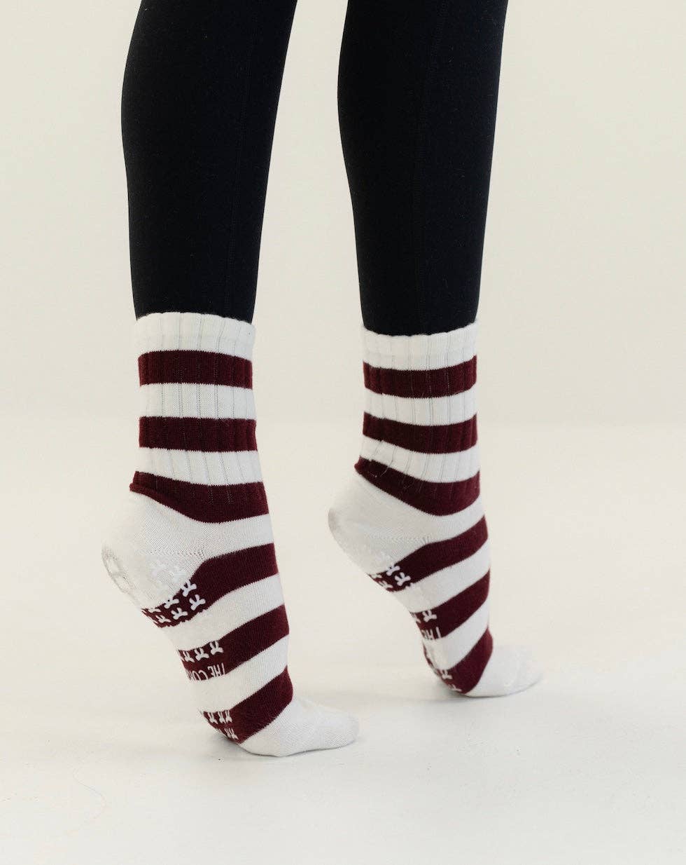 TCC Burgundy & White Bow Grip Sock