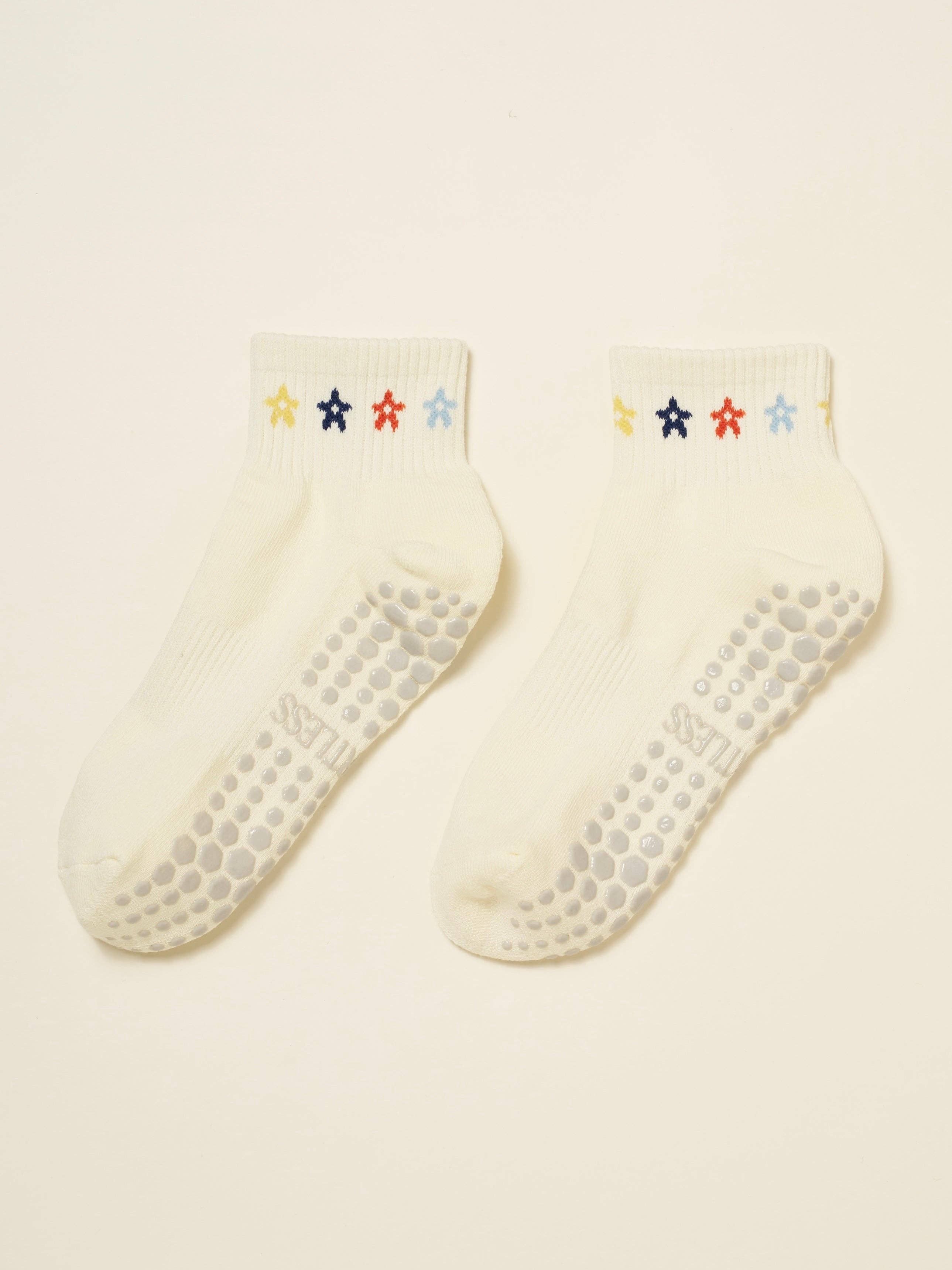 🌼 Cropped Crew Grip Sock – Mini Flower