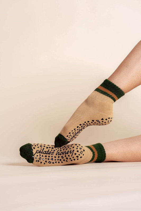 Countryside Vintage Shorty Crew Grip Sock — Pilates Honey grip socks product view
