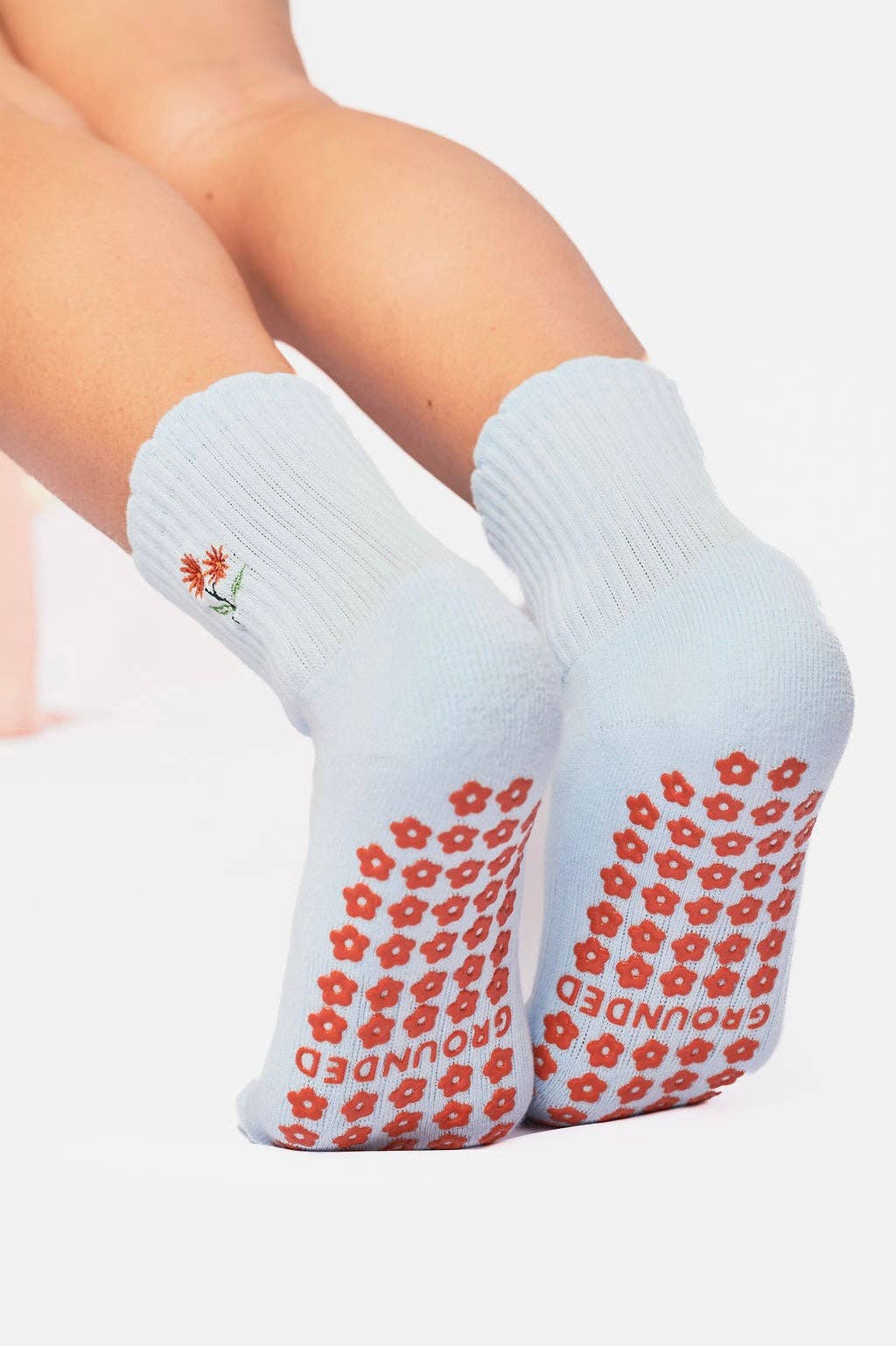 Baby Blue Flower Grip Socks