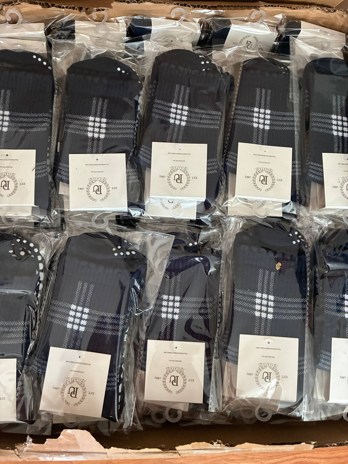 BROOKLYN PLAID NAVY grip socks by Pilates University 1883 — product image 3