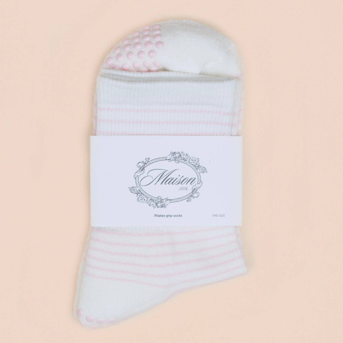 Maison Joie Studio Stripe Grip Socks – Pale Pink