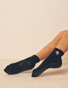 Lucky Honey Harlow Ghost black cropped-crew grip socks with white embroidered ghost