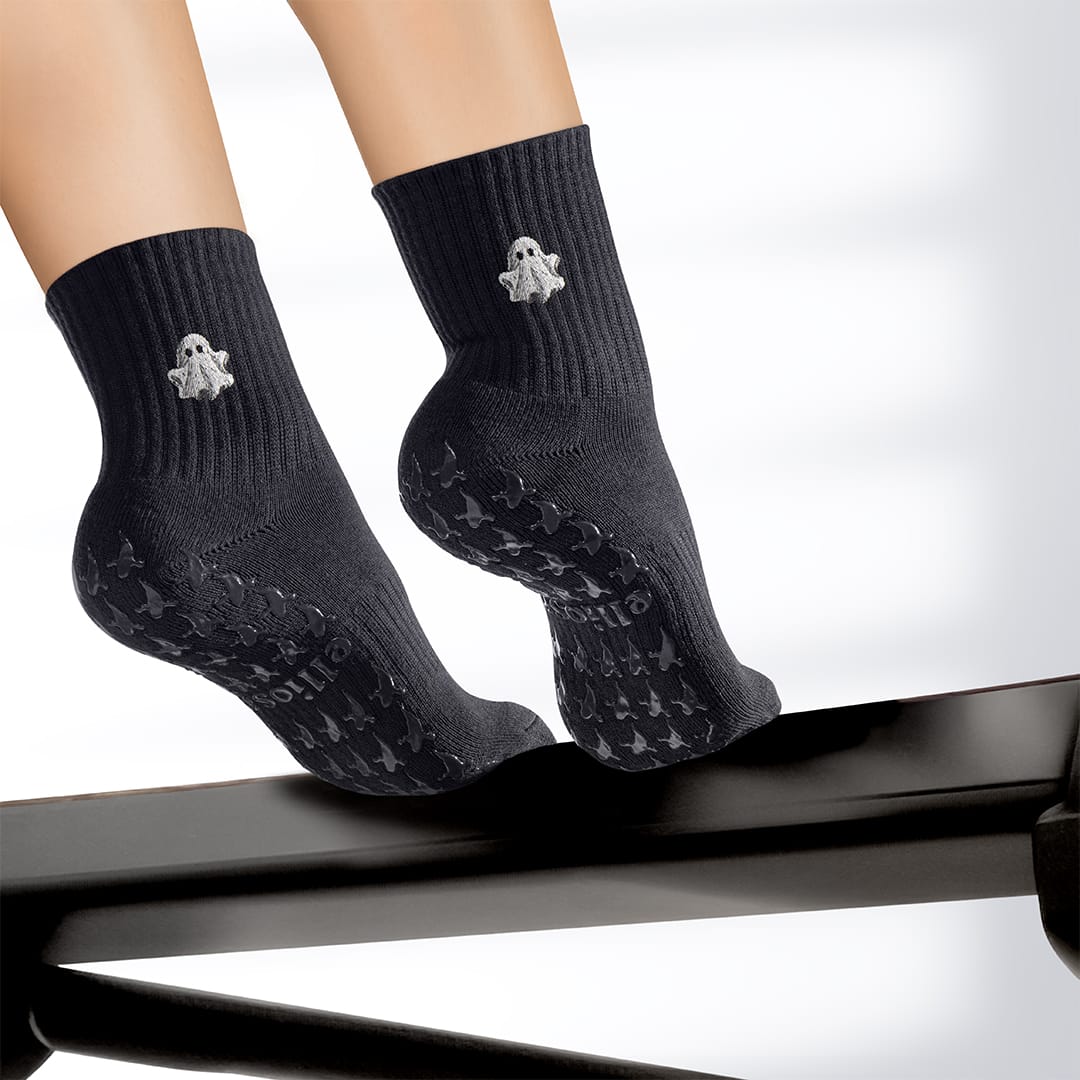 Elliosa Ghost Mode grip socks — studio product view