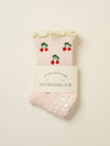 🍒 Cherry Ruffle Grip Sock – Baby Pink