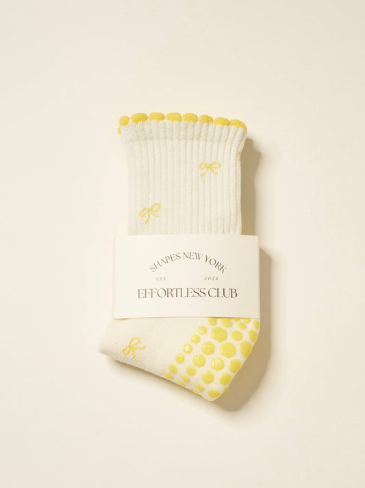 🎀 Mini Bow Petal Grip Sock – Butter