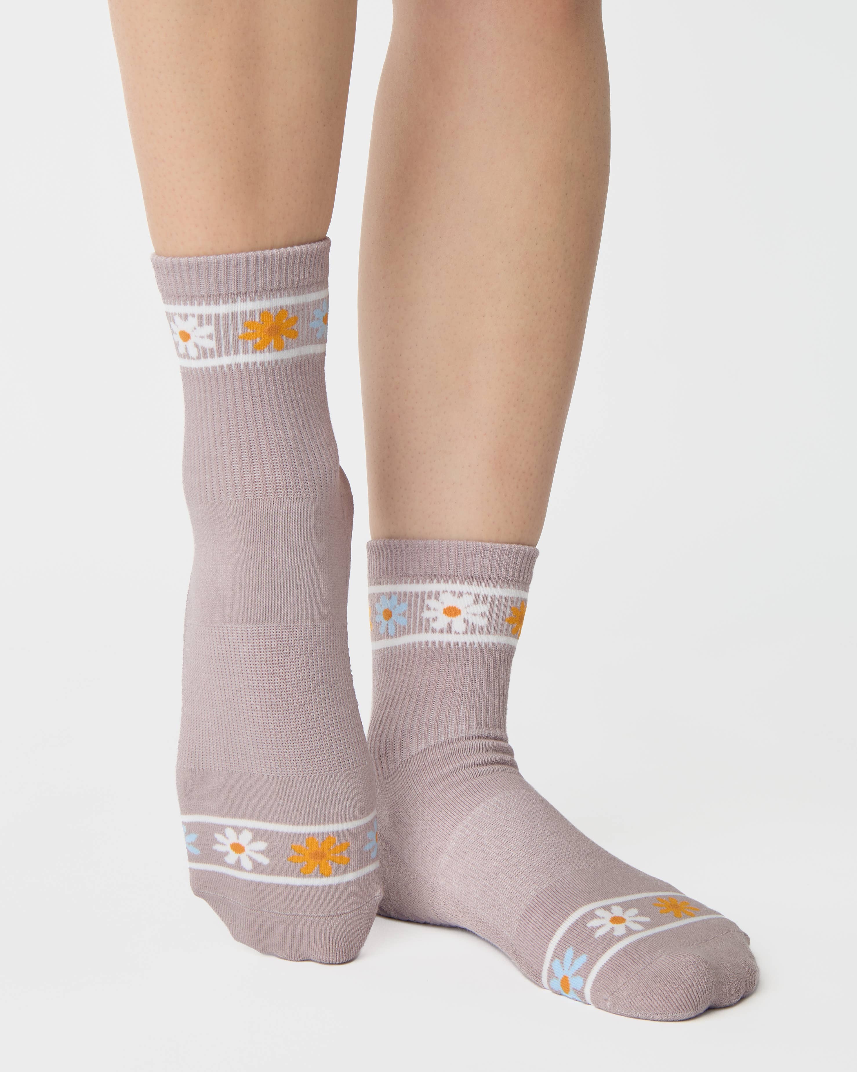 Flower Crown Ankle Grip Sock- Purple Haze