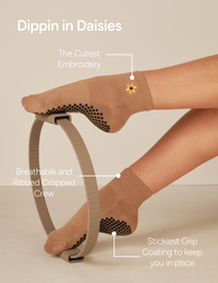 Lucky Honey Harlow Grip Sock in Daisy Tan detail 2