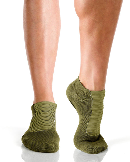 Moto Closed Toe Grip Sock: Army Green