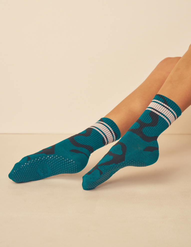 Lucky Honey Wild Side Crew grip socks — animal-print product photo 1