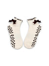 Healing Heels Velvet Brown Bows ivory ankle grip socks