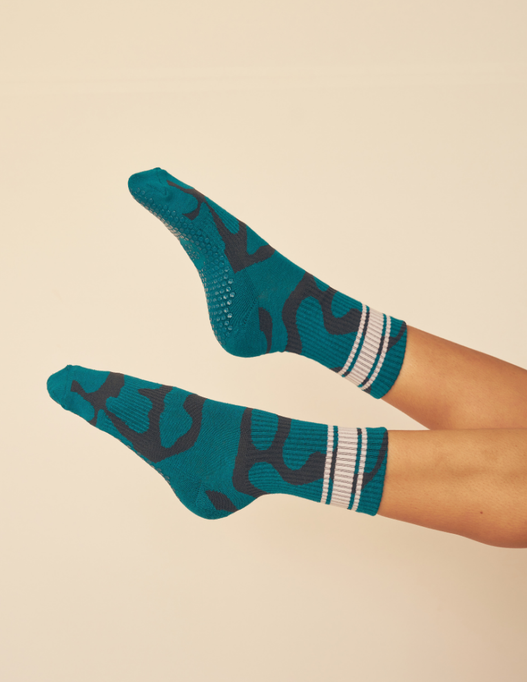 Lucky Honey Wild Side Crew grip socks — animal-print product photo 6