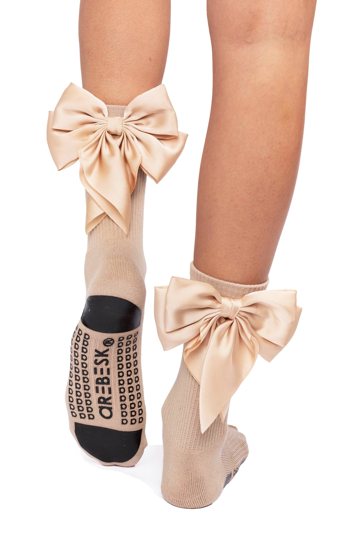 Arebesk Anna Grip Sock - Taupe and Gold