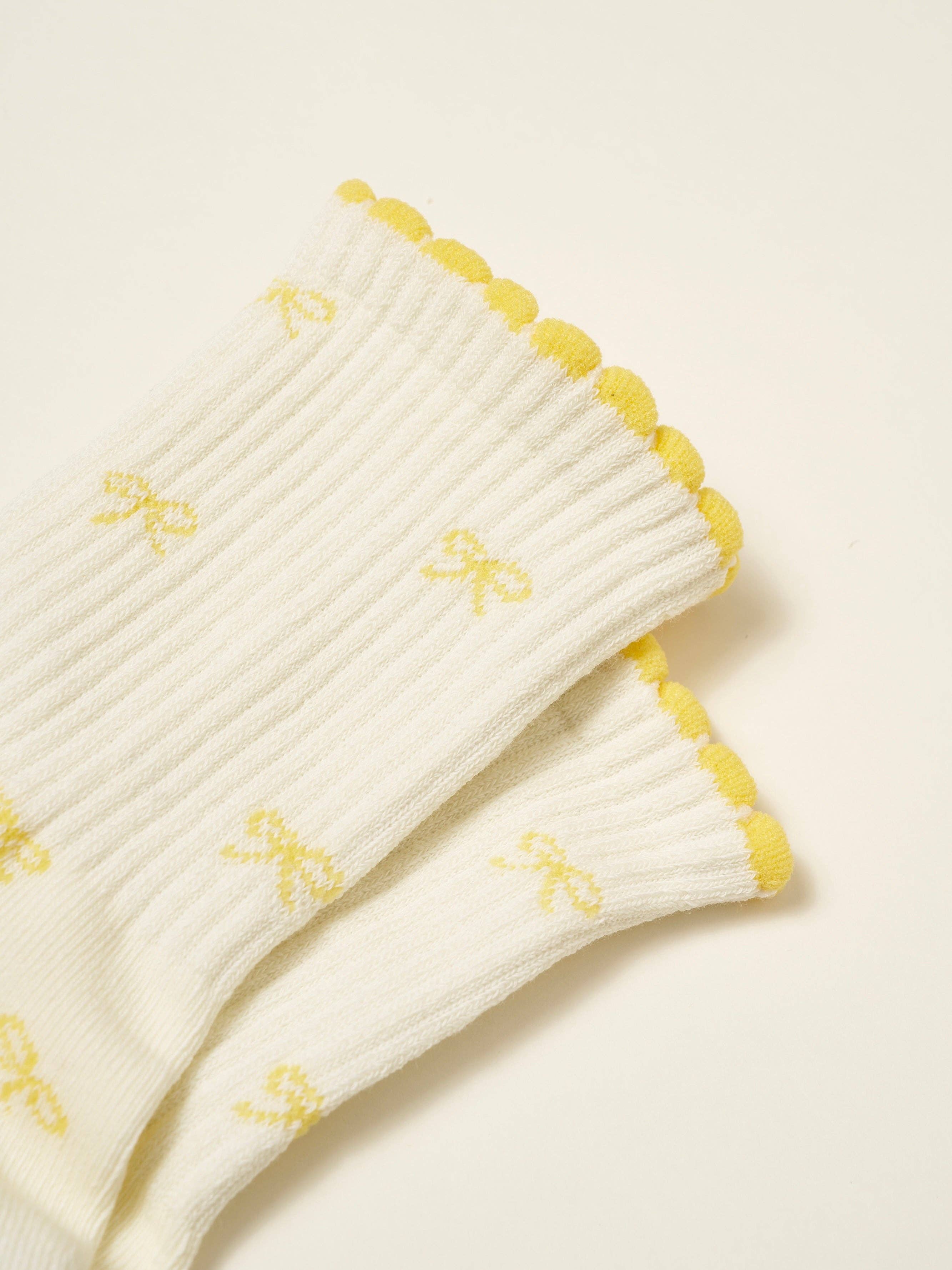 🎀 Mini Bow Petal Grip Sock [Butter]