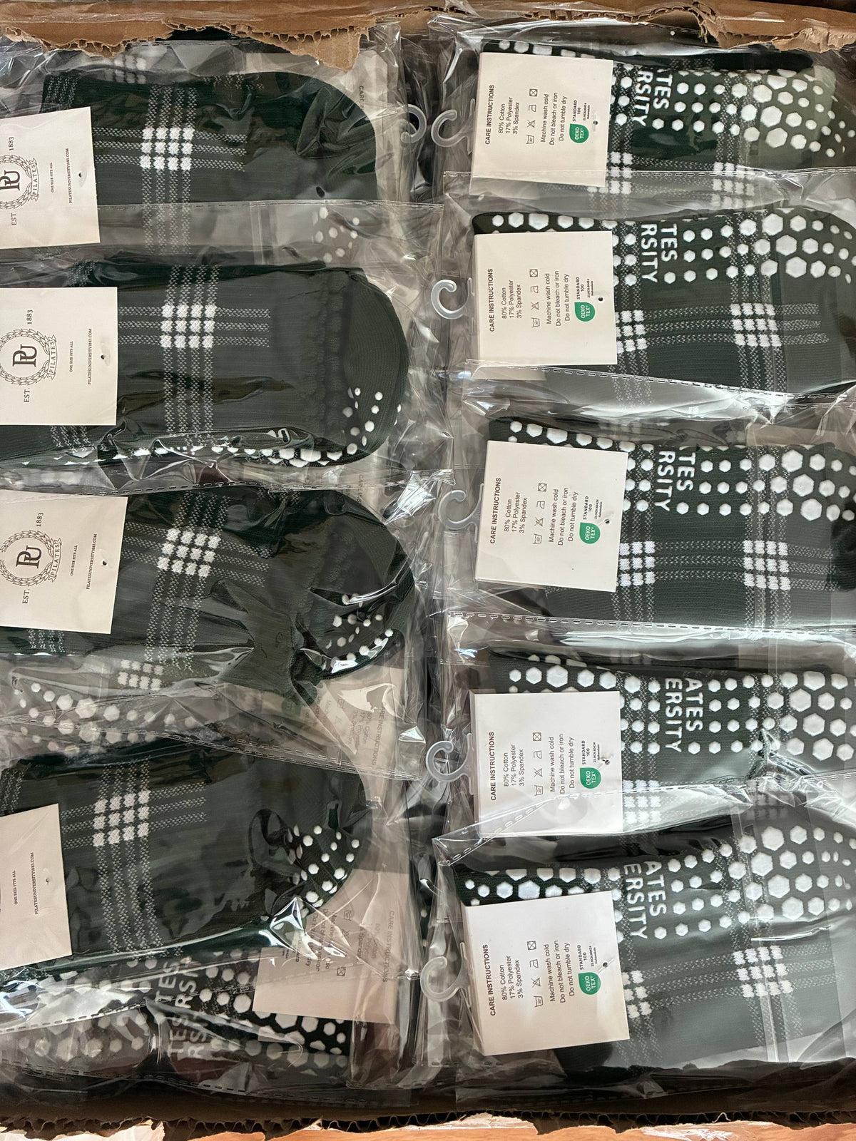 BROOKLYN PLAID GREEN grip socks by Pilates University 1883 — product image 7