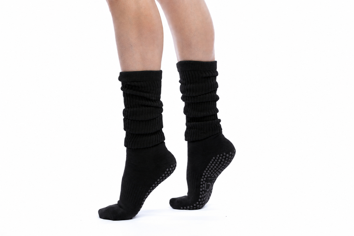 Black Scrunch Grip Socks