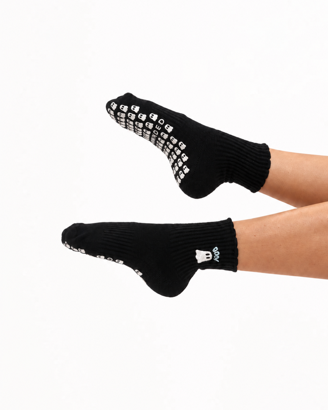 Grounded Ghosted Halloween grip socks detail view