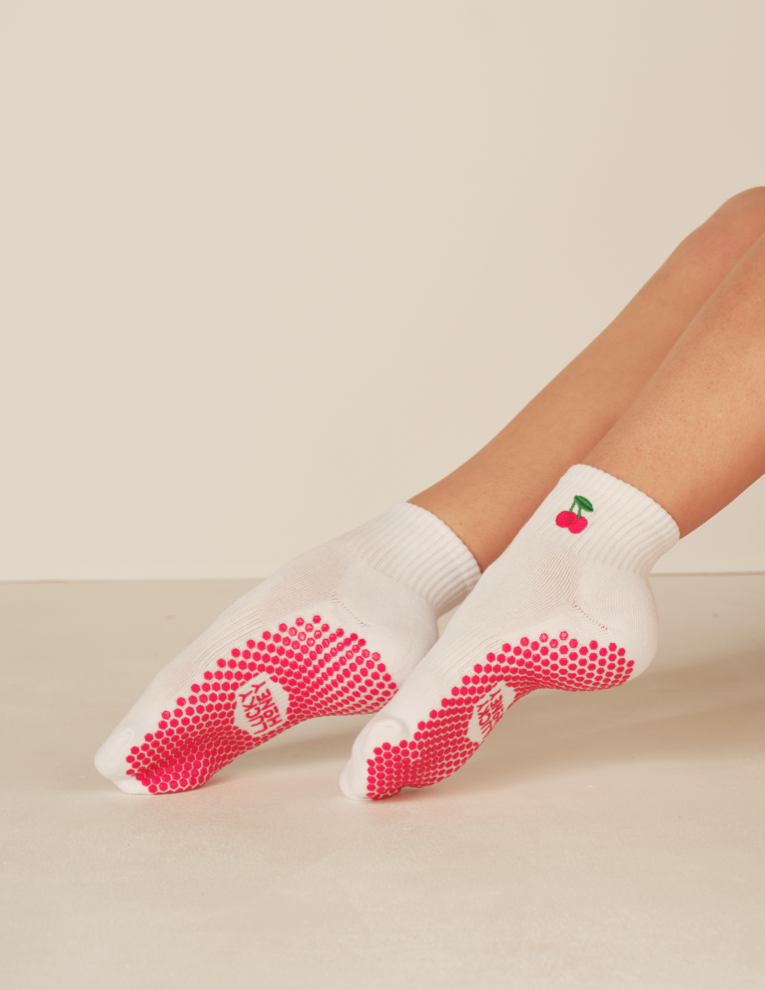 Lucky Honey Harlow Grip Sock in Cherries