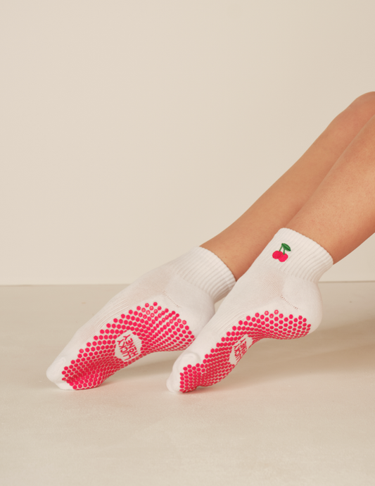 Lucky Honey Harlow Grip Sock in Cherries