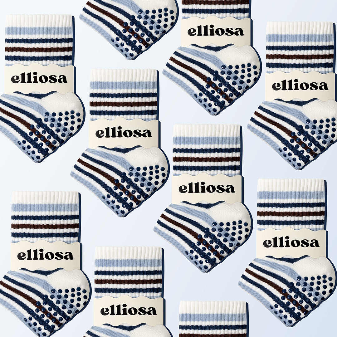 Elliosa Autumn Stripe Grip Socks in Slow Morning - stripe pattern detail