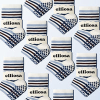 Elliosa Autumn Stripe Grip Socks in Slow Morning - stripe pattern detail