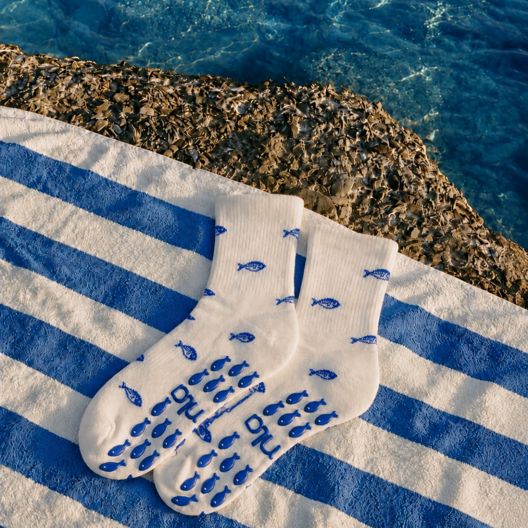 The Blue Fish Grip Sock