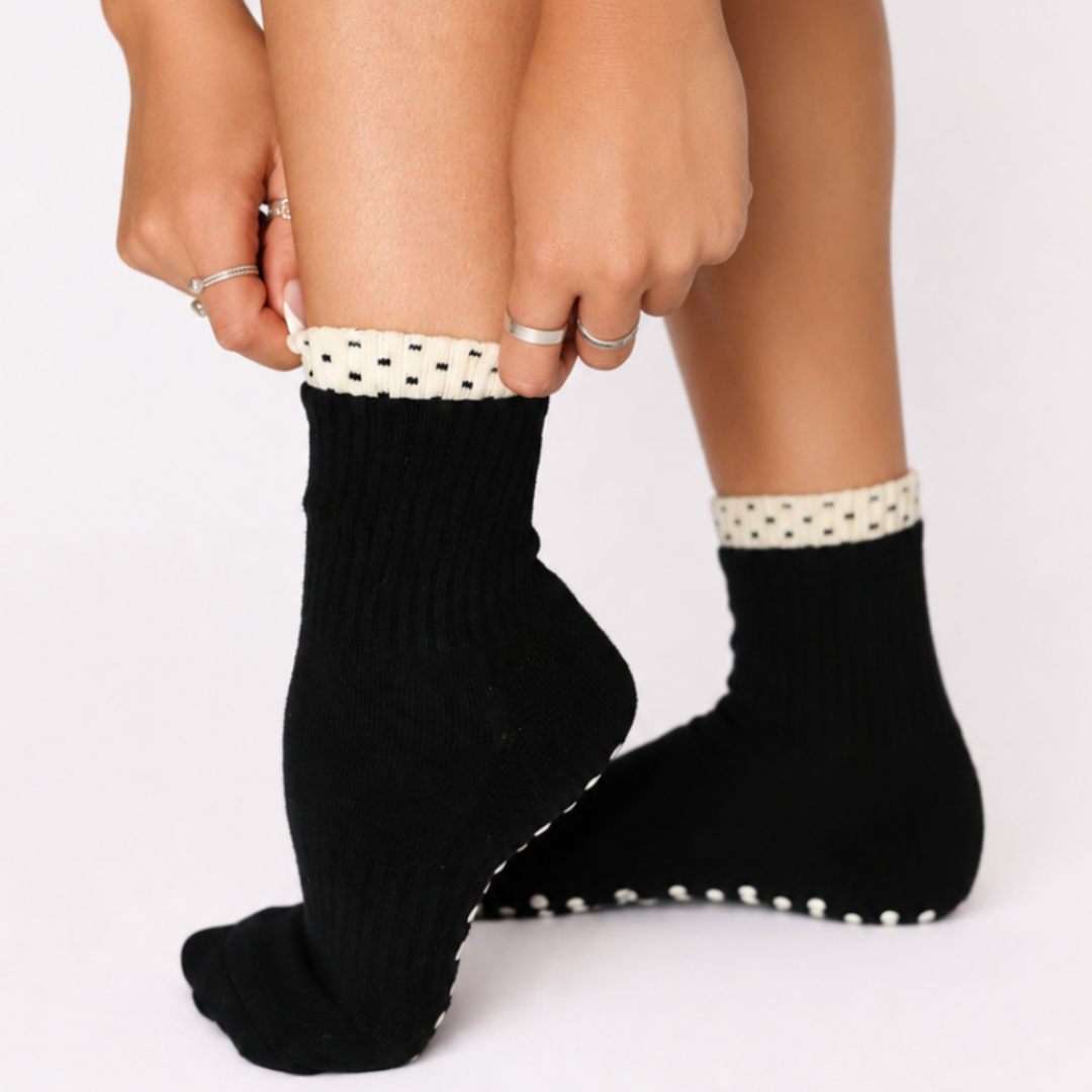 Double Layered Polka Dot Pilates Socks
