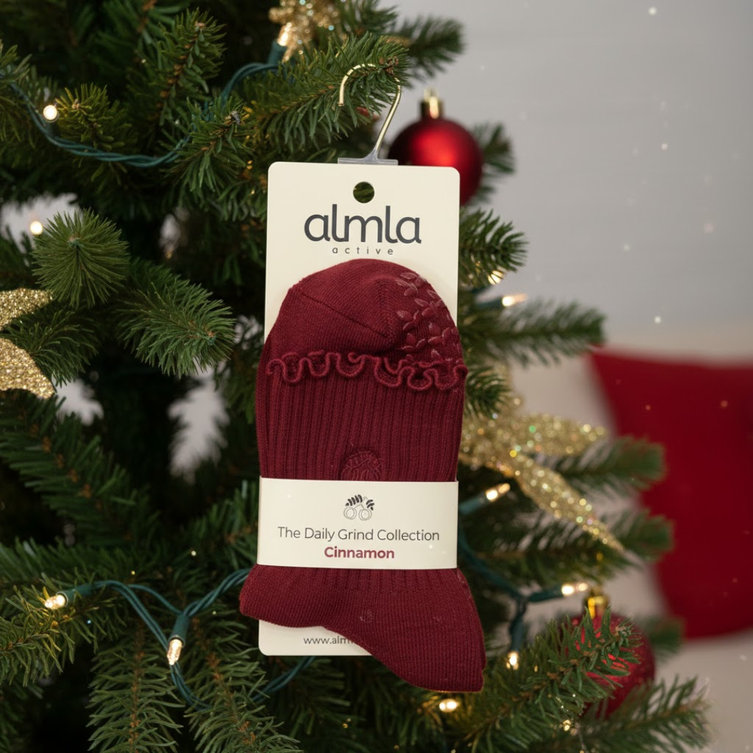 🍂 Cinnamon Burgundy Grip Sock - Daily Grind