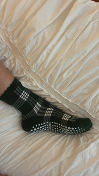 BROOKLYN PLAID GREEN grip socks by Pilates University 1883 — product image 6