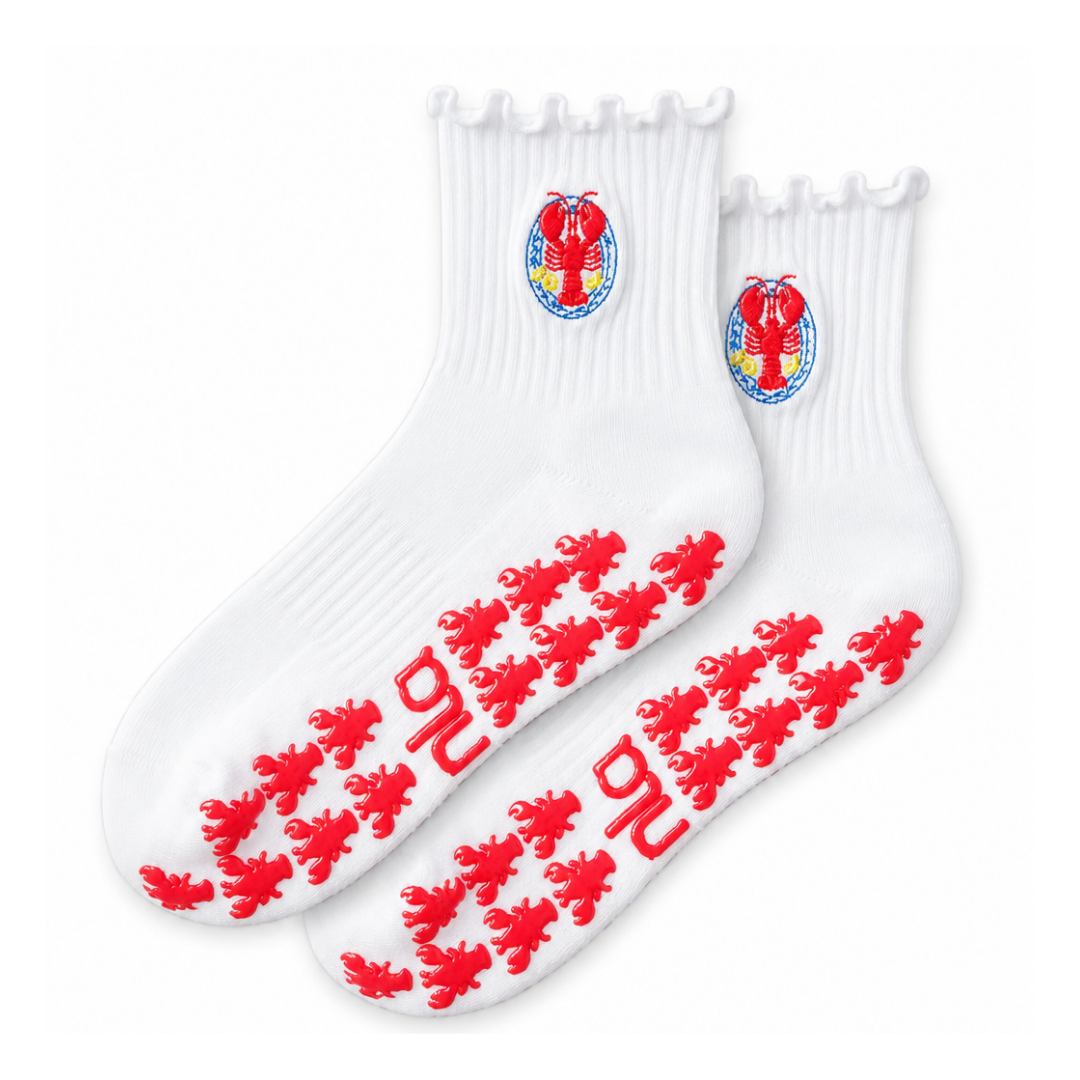 Lobster Embroidered Summer Grip Socks