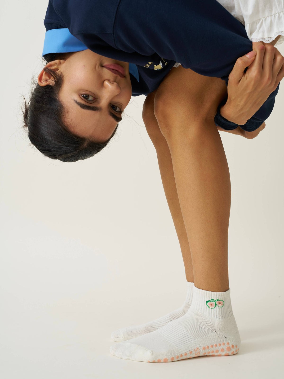 🧆 Cropped Crew Grip Sock - Fig