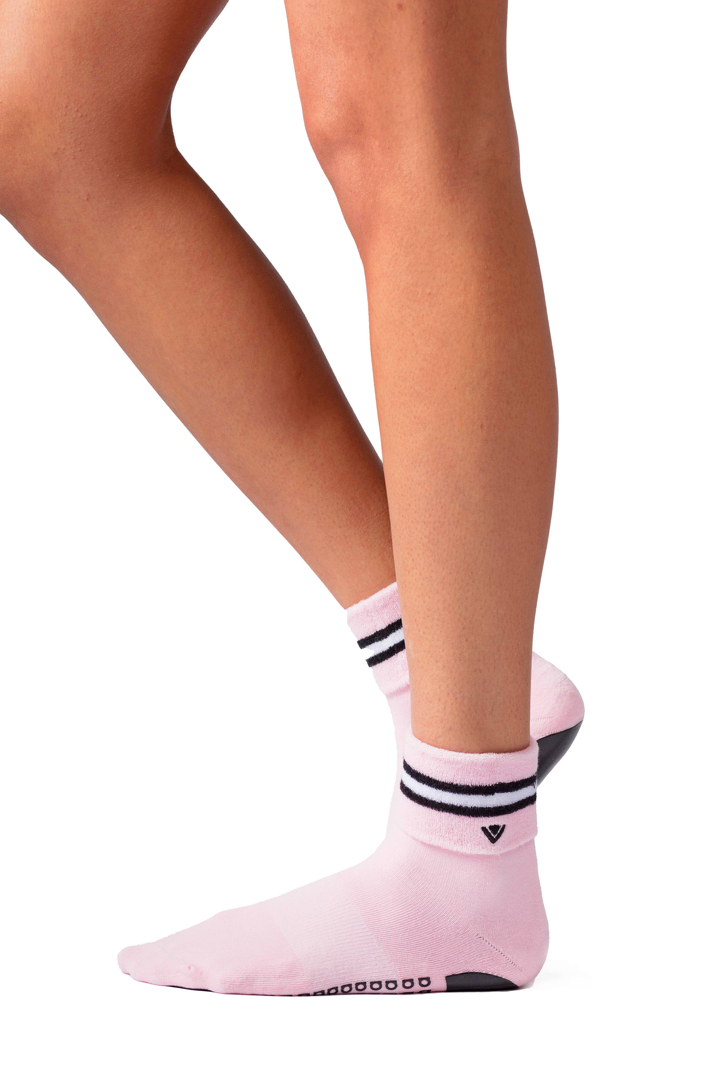 Terry Foldover Grip Sock - Pink