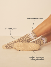 Lucky Honey Wild Side Crew grip socks — animal-print product photo 14