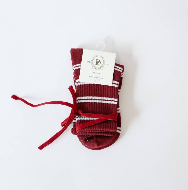 The Sporty Ballerina – Burgundy grip socks by Pilates University 1883 — product image 5