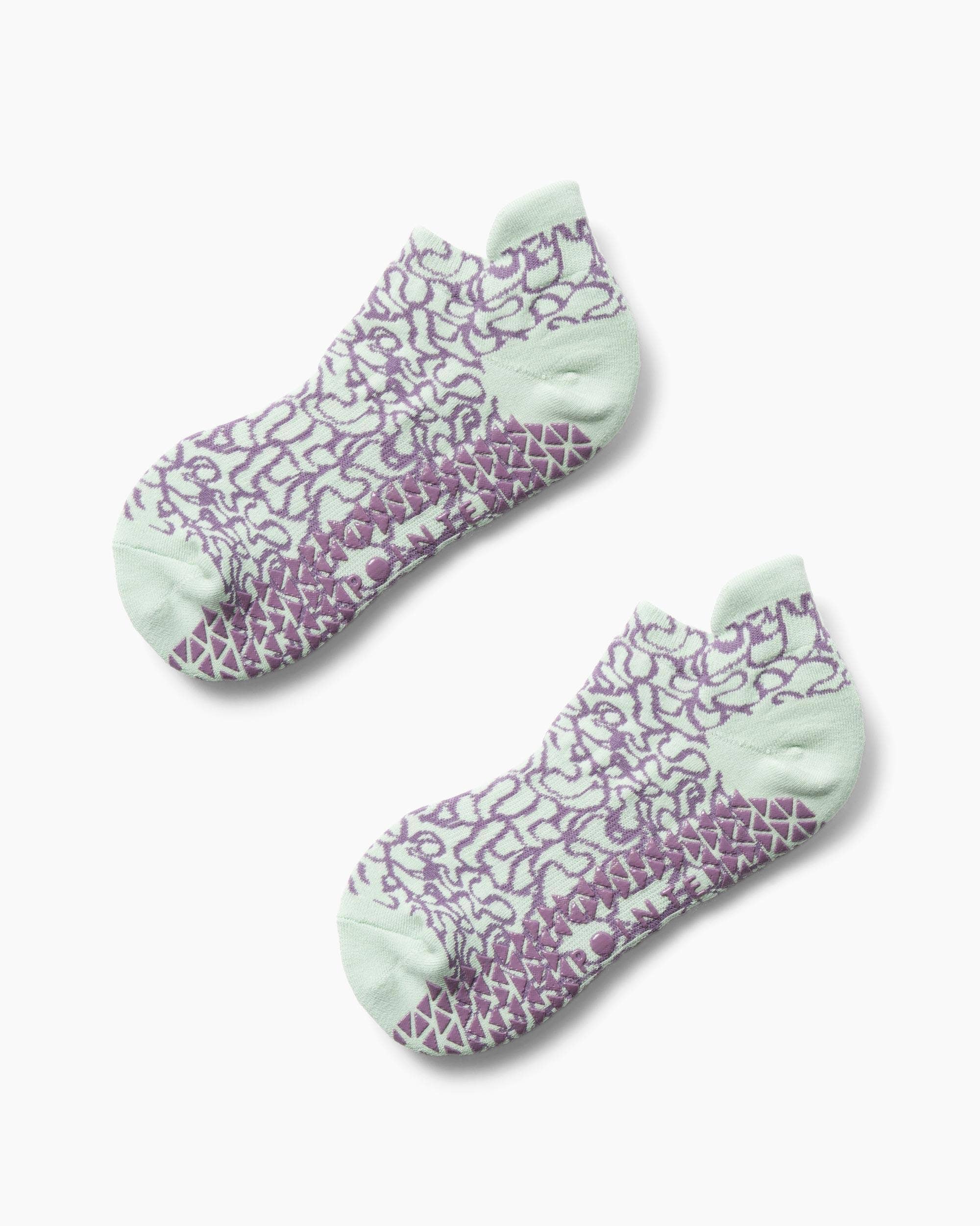 Abstract Full Foot Grip Sock- Icicle