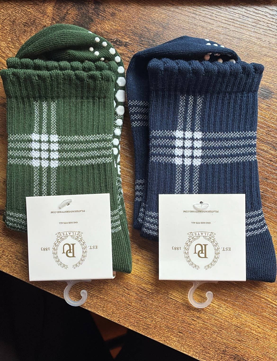 BROOKLYN PLAID NAVY grip socks by Pilates University 1883 — product image 5