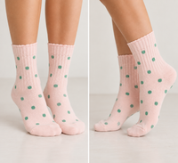 TCC Pink and Green Polka Dot grip sole view