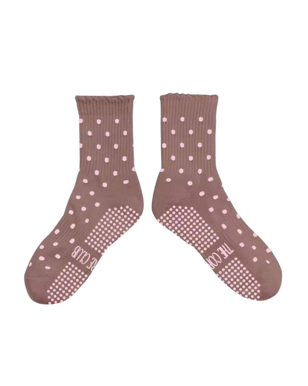 TCC Brown & Pink Polka Dot Grippy Socks