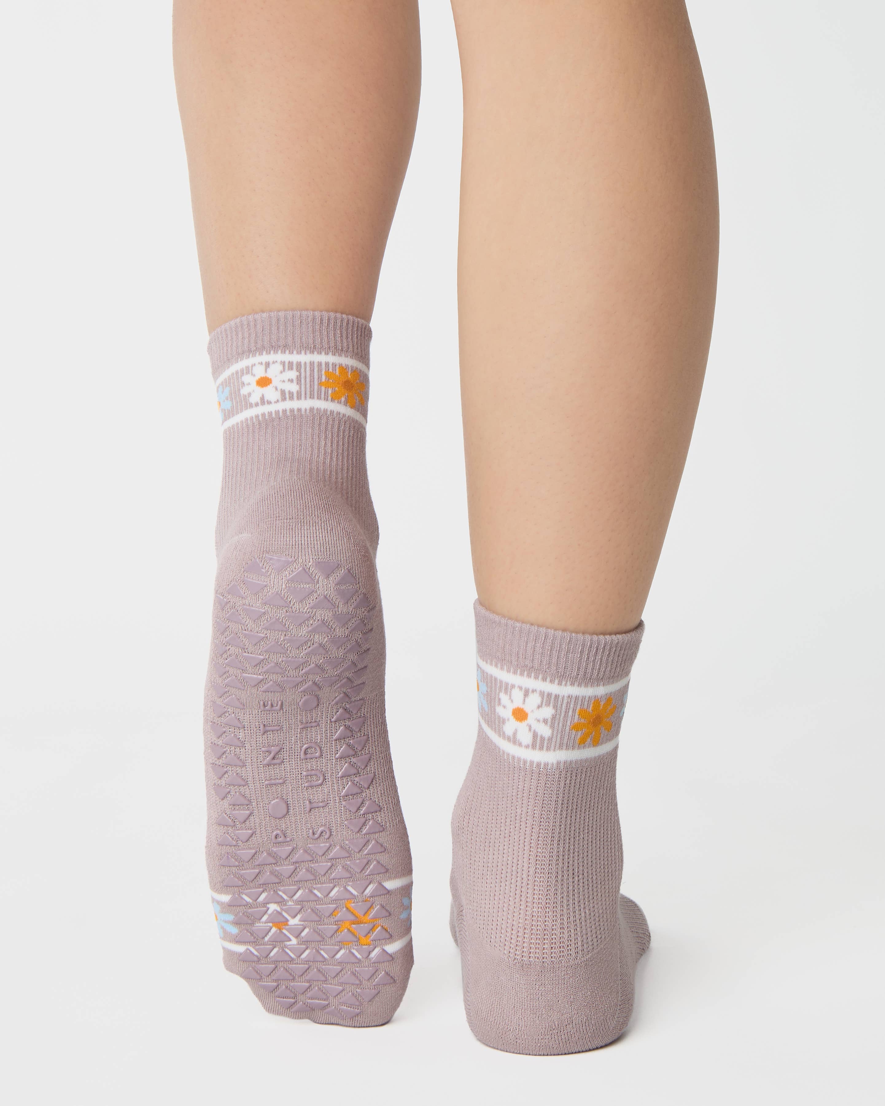 Flower Crown Ankle Grip Sock- Purple Haze