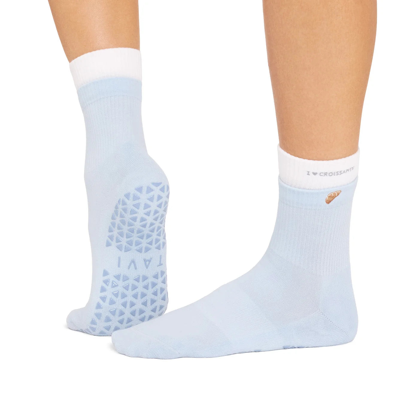 Aria Stacked Grip Sock - I Love Croissants
