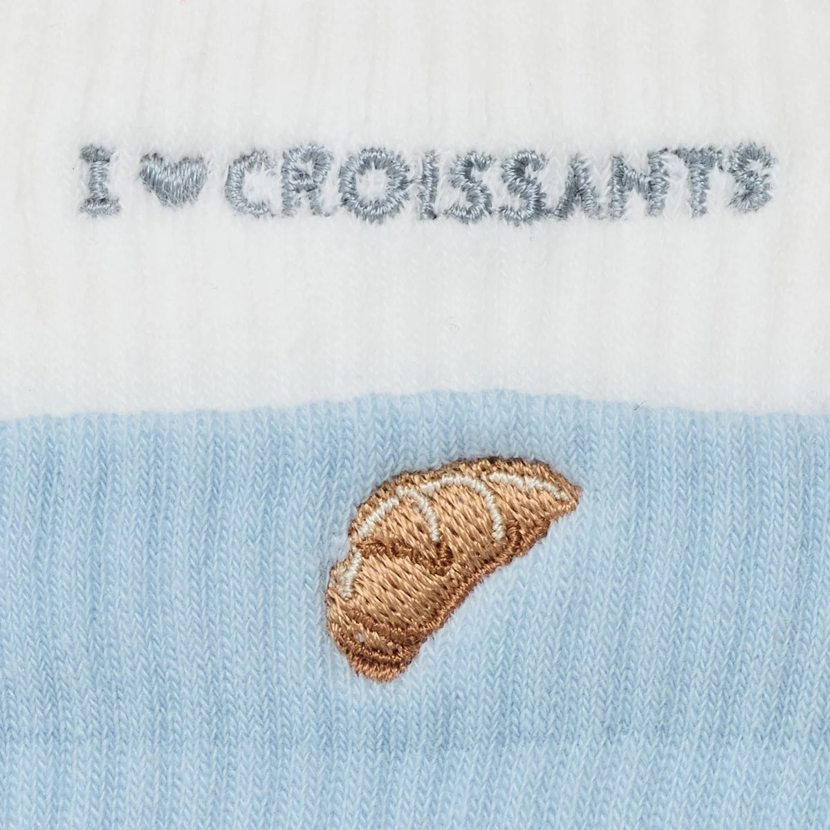 Aria Stacked Grip Sock - I Love Croissants